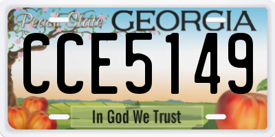GA license plate CCE5149