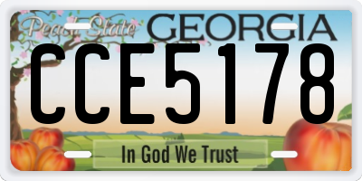 GA license plate CCE5178