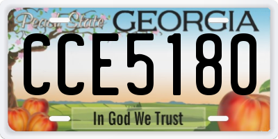 GA license plate CCE5180