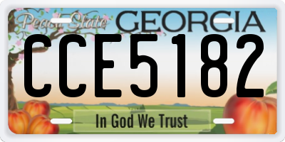 GA license plate CCE5182