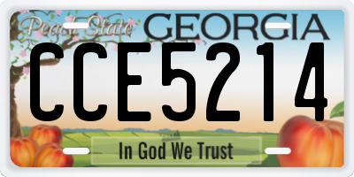 GA license plate CCE5214