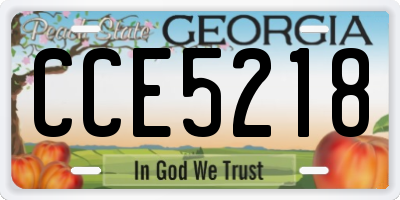 GA license plate CCE5218
