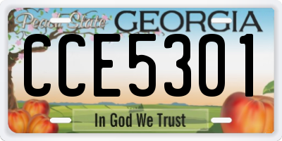 GA license plate CCE5301