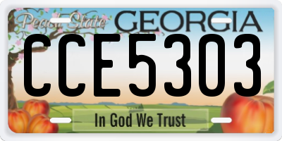 GA license plate CCE5303