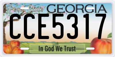 GA license plate CCE5317