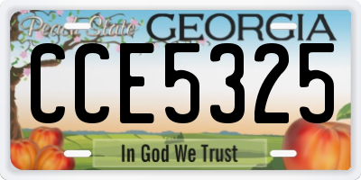 GA license plate CCE5325