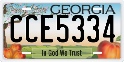 GA license plate CCE5334