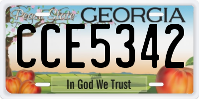 GA license plate CCE5342