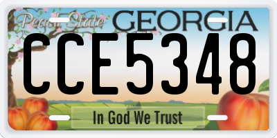 GA license plate CCE5348