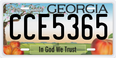 GA license plate CCE5365