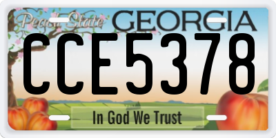 GA license plate CCE5378