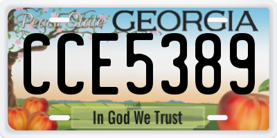 GA license plate CCE5389