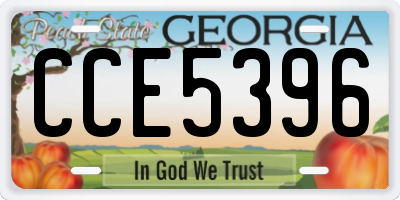 GA license plate CCE5396