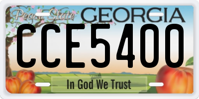 GA license plate CCE5400