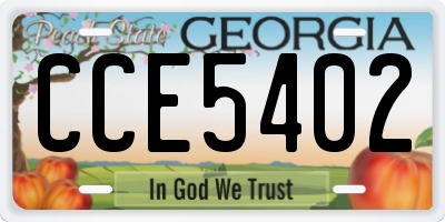 GA license plate CCE5402