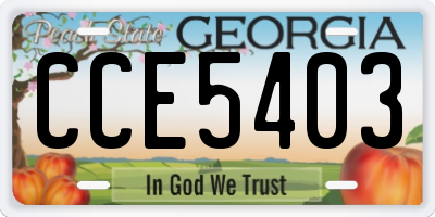 GA license plate CCE5403