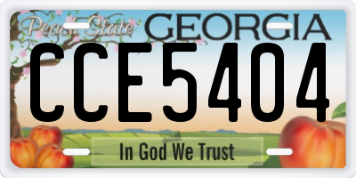 GA license plate CCE5404