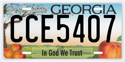 GA license plate CCE5407
