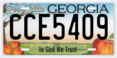 GA license plate CCE5409