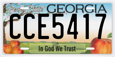 GA license plate CCE5417