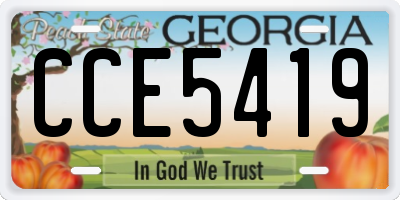 GA license plate CCE5419