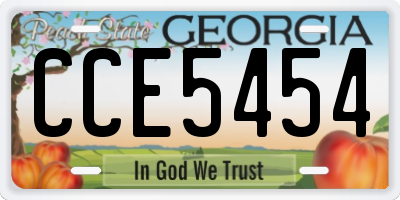 GA license plate CCE5454