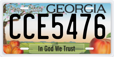 GA license plate CCE5476