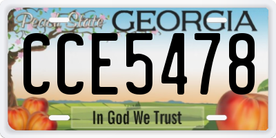 GA license plate CCE5478