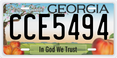 GA license plate CCE5494