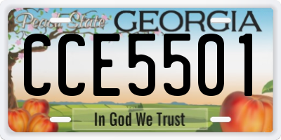 GA license plate CCE5501