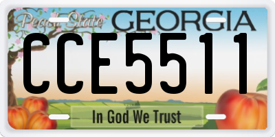 GA license plate CCE5511