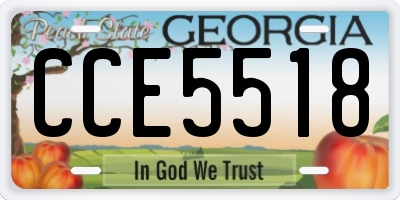 GA license plate CCE5518