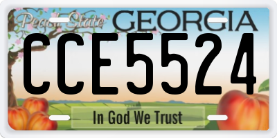 GA license plate CCE5524