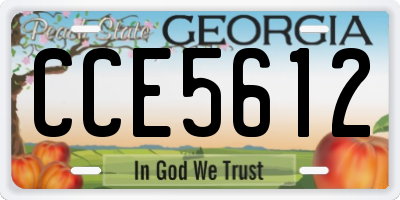 GA license plate CCE5612