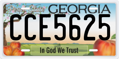 GA license plate CCE5625