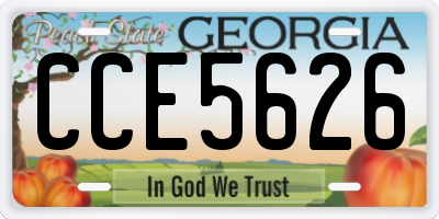 GA license plate CCE5626