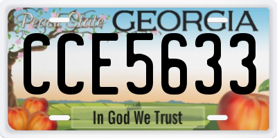 GA license plate CCE5633
