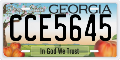 GA license plate CCE5645