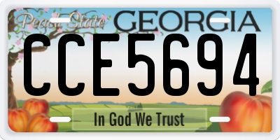 GA license plate CCE5694