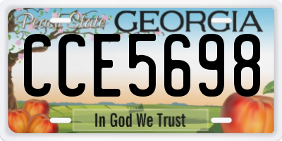 GA license plate CCE5698