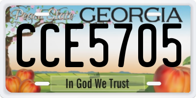 GA license plate CCE5705