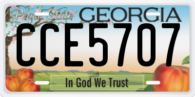 GA license plate CCE5707