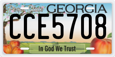 GA license plate CCE5708