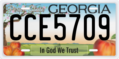 GA license plate CCE5709