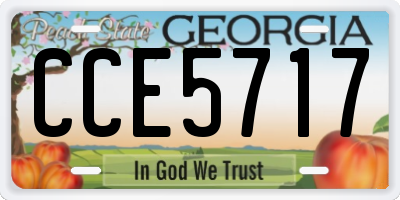 GA license plate CCE5717