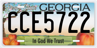 GA license plate CCE5722