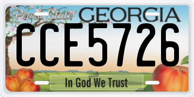 GA license plate CCE5726