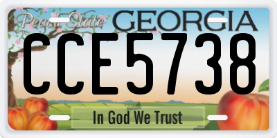 GA license plate CCE5738