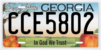 GA license plate CCE5802