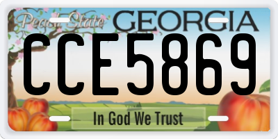 GA license plate CCE5869